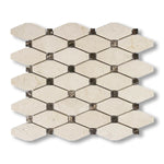Crema Marfil Marble Honed Octave Pattern Mosaic Tile w/ Emperador Dark Dots - American Tile Depot