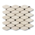 Crema Marfil Marble Honed Octave Pattern Mosaic Tile w/ Emperador Dark Dots - American Tile Depot