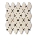 Crema Marfil Marble Honed Octave Pattern Mosaic Tile w/ Emperador Dark Dots - American Tile Depot