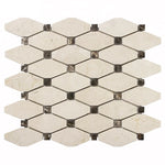 Crema Marfil Marble Honed Octave Pattern Mosaic Tile w/ Emperador Dark Dots Crema Marfil Marble Honed Octave Pattern Mosaic Tile w/ Emperador Dark Dots - American Tile Depot