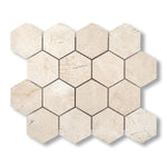Crema Marfil Marble Honed 3" Hexagon Mosaic Tile - American Tile Depot