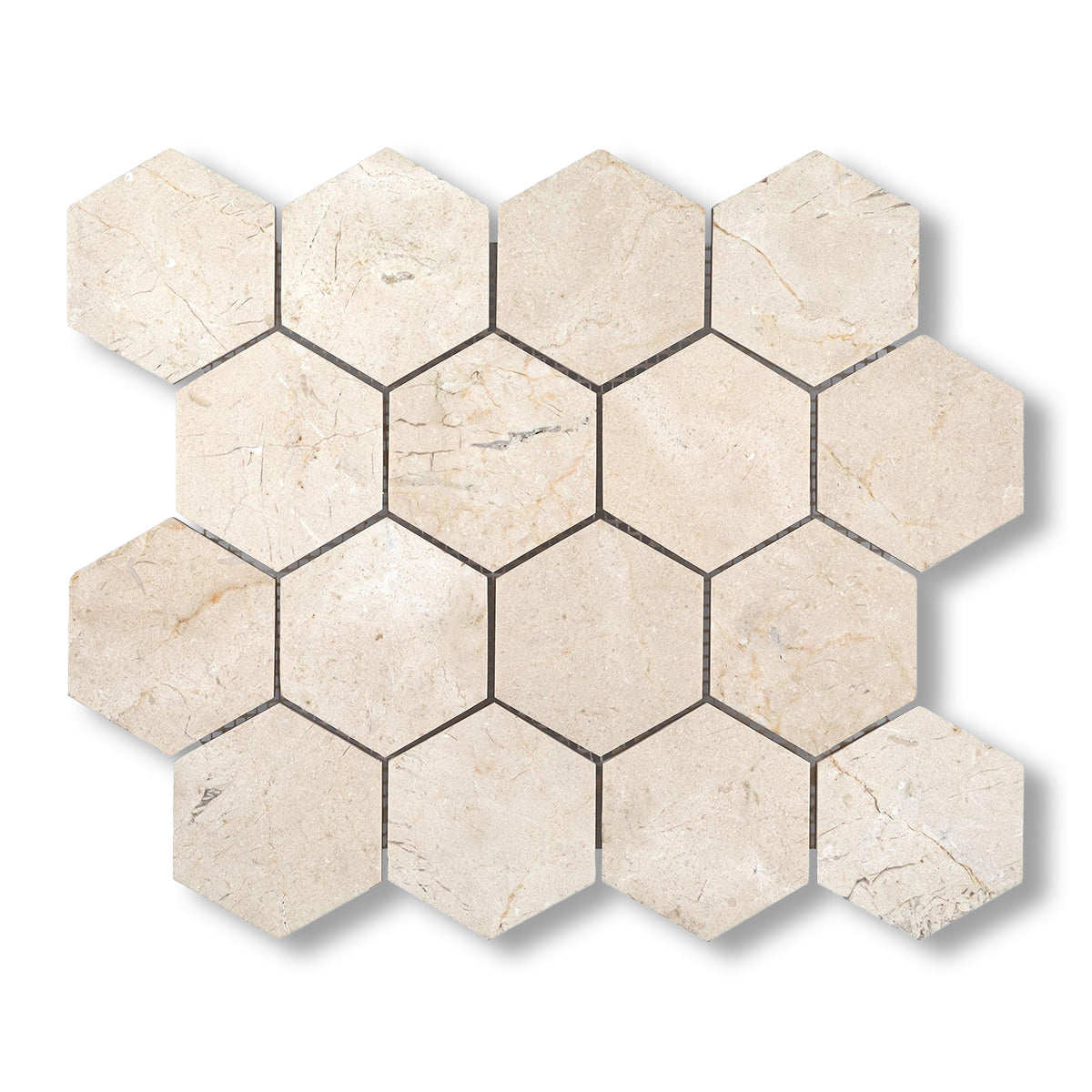 Crema Marfil Marble Honed 3" Hexagon Mosaic Tile - American Tile Depot