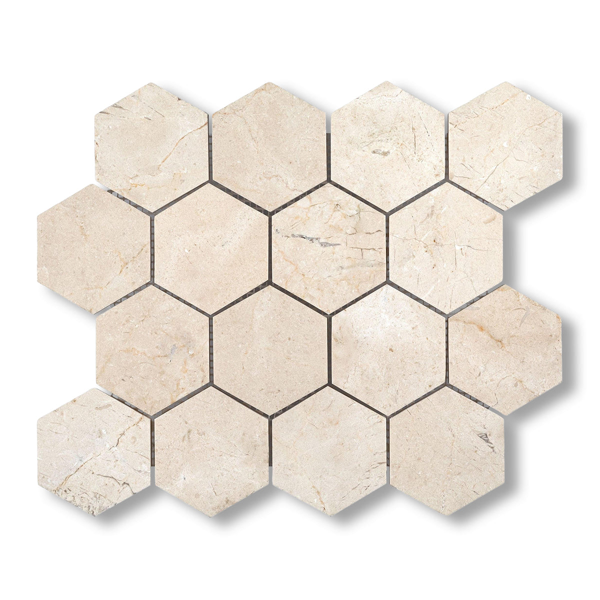 Crema Marfil Marble Honed 3" Hexagon Mosaic Tile - American Tile Depot
