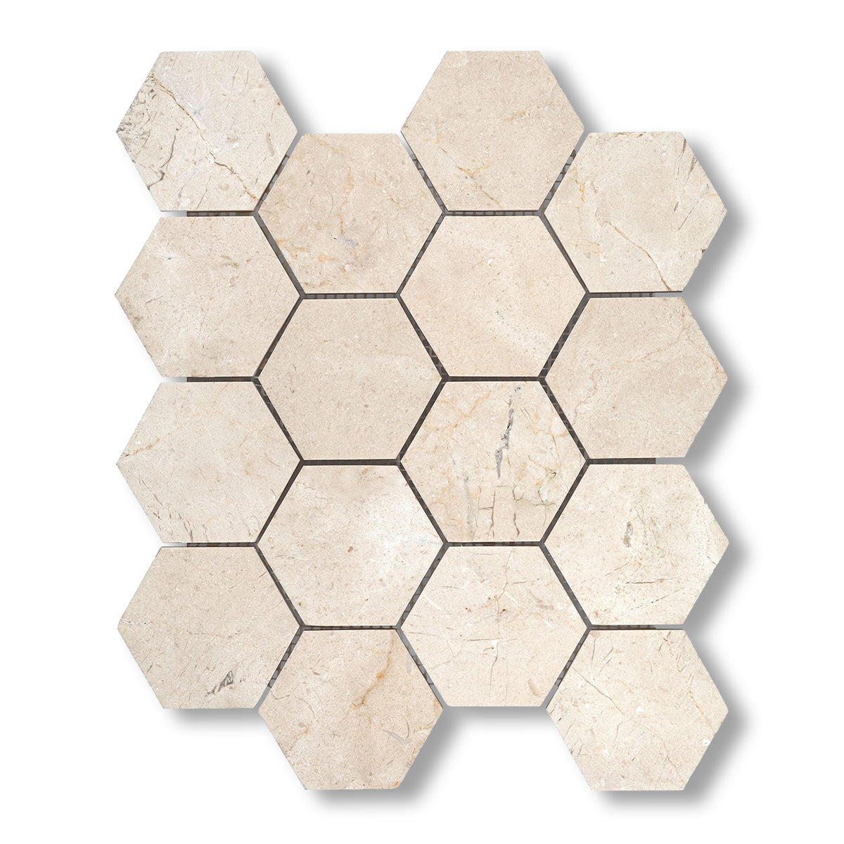 Crema Marfil Marble Honed 3" Hexagon Mosaic Tile - American Tile Depot