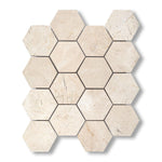 Crema Marfil Marble Polished 3" Hexagon Mosaic Tile - American Tile Depot