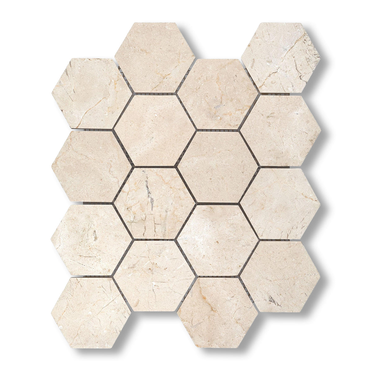 Crema Marfil Marble Polished 3" Hexagon Mosaic Tile - American Tile Depot