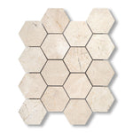 Crema Marfil Marble Polished 3" Hexagon Mosaic Tile - American Tile Depot