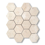 Crema Marfil Marble Polished 3" Hexagon Mosaic Tile - American Tile Depot