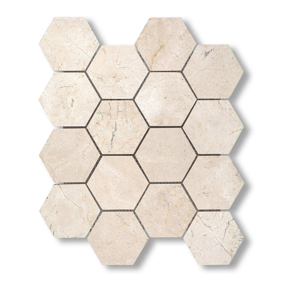 Crema Marfil Marble Honed 3" Hexagon Mosaic Tile - American Tile Depot
