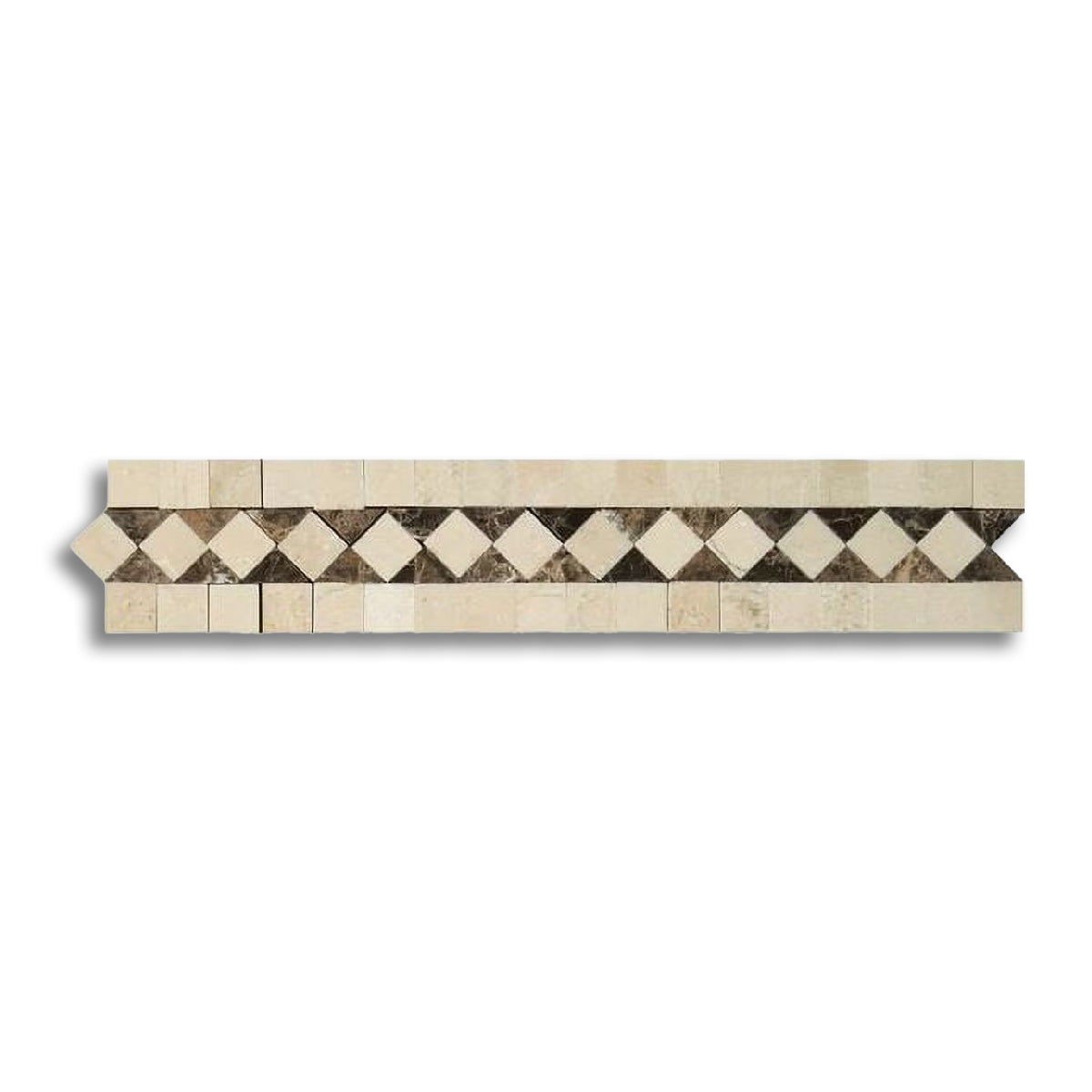 Crema Marfil Marble Polished BIAS Border Listello w/ Emperador Dark Dots