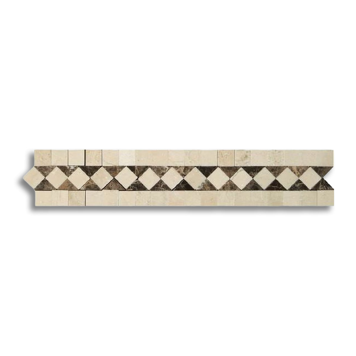 Crema Marfil Marble Polished BIAS Border Listello w/ Emperador Dark Dots