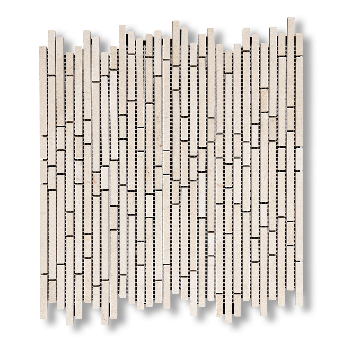 Crema Marfil Marble Polished (Single-Color Crema Marfil) Bamboo Sticks Mosaic - American Tile Depot