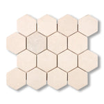 Crema Marfil Marble Tumbled 3" Hexagon Mosaic Tile - American Tile Depot