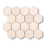 Crema Marfil Marble Tumbled 3" Hexagon Mosaic Tile - American Tile Depot