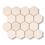 Crema Marfil Marble Tumbled 3" Hexagon Mosaic Tile - American Tile Depot