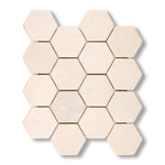 Crema Marfil Marble Tumbled 3" Hexagon Mosaic Tile - American Tile Depot