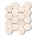 Crema Marfil Marble Tumbled 3" Hexagon Mosaic Tile - American Tile Depot