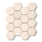 Crema Marfil Marble Tumbled 3" Hexagon Mosaic Tile - American Tile Depot