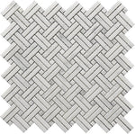 Mineralis Crossed Polished Basketweave Stone & Glass Mosaic Tile-American Tile Depot