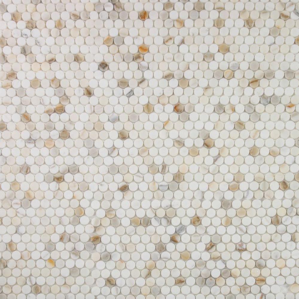 Curvus Marble Calacatta Polished Circular Marble Mosaic Tile Curvus Marble Calacatta Polished Circular Marble Mosaic Tile - American Tile Depot