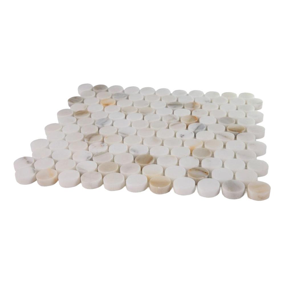 Curvus Marble Calacatta Polished Circular Marble Mosaic Tile Curvus Marble Calacatta Polished Circular Marble Mosaic Tile - American Tile Depot