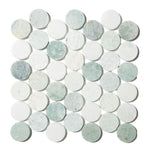 Curvus Marble Large Green Circular Marble Mosaic Tile Curvus Marble Large Green Circular Marble Mosaic Tile - American Tile Depot