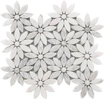 Mineralis Daisy Flower Polished Flower Stone & Glass Mosaic Tile-American Tile Depot