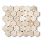 Diano Royal (Queen Beige) Marble Polished 2" Hexagon Mosaic Tile - American Tile Depot