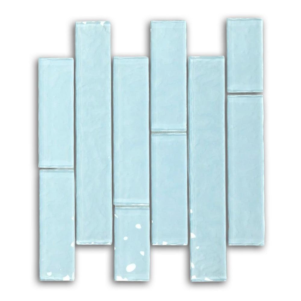 Drift Blue Brick Glass Mosaic Wall Tile Drift Blue Brick Glass Mosaic Wall Tile - American Tile Depot
