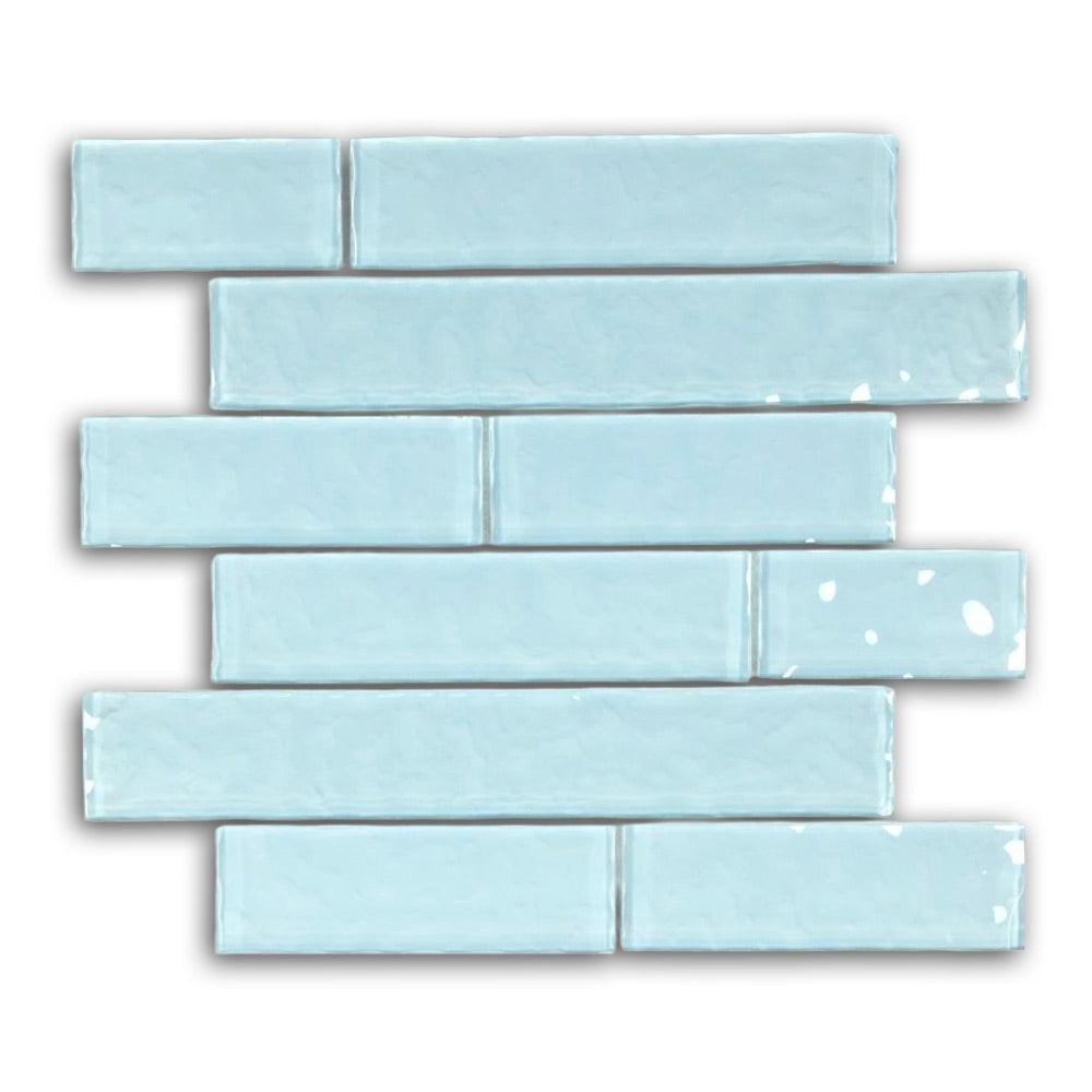 Drift Blue Brick Glass Mosaic Wall Tile Drift Blue Brick Glass Mosaic Wall Tile - American Tile Depot