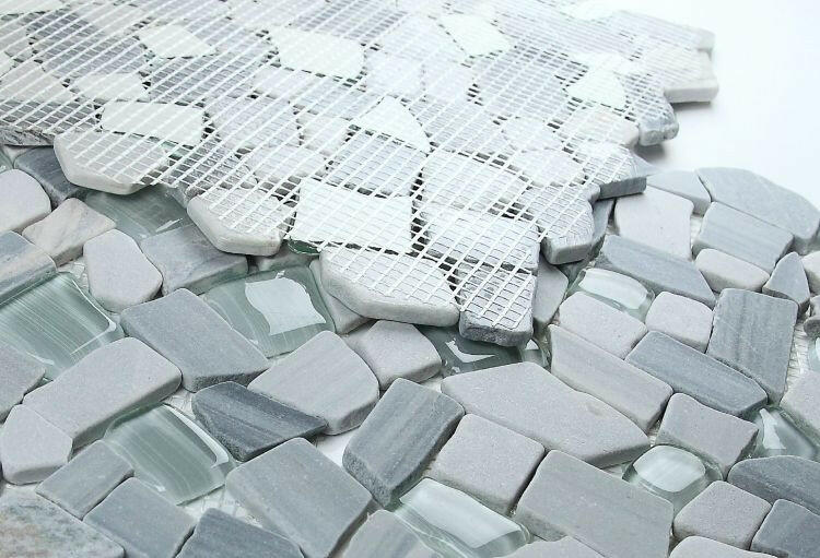 Drop Blue Honed Pebble Mosaic Wall Tile-Mixed Mosaic-American Tile Depot