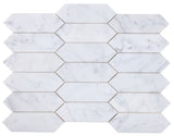 Sapphire Carrara Honed Elongated Hexagon Marble Mosaic Tile