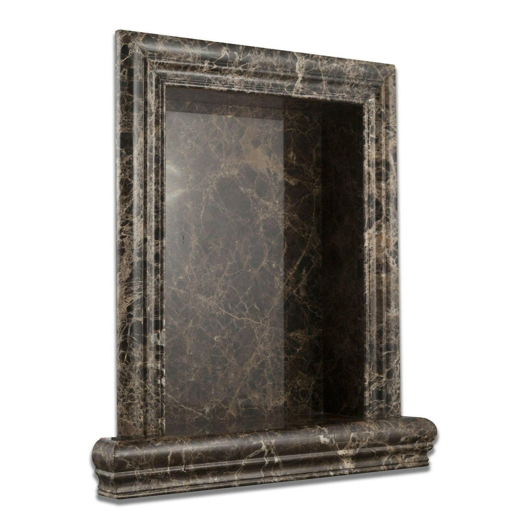 Emperador Dark Marble Hand-Made Custom Shampoo Niche / Shelf - LARGE - Polished Emperador Dark Marble Hand-Made Custom Shampoo Niche / Shelf - LARGE - Polished - American Tile Depot