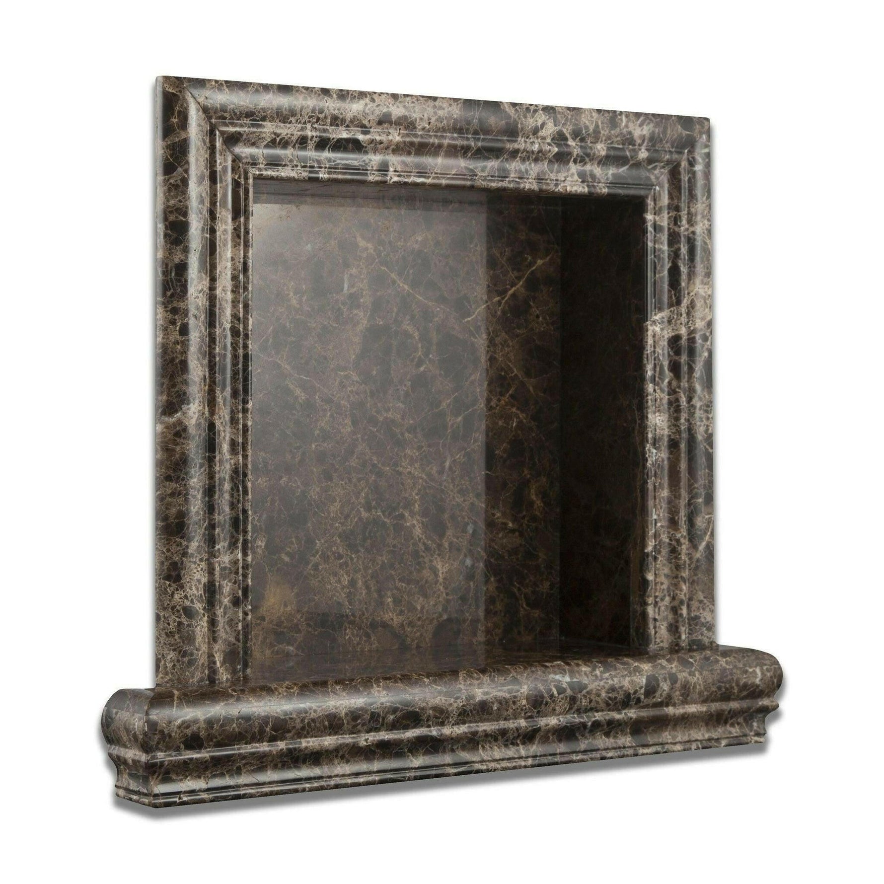 Emperador Dark Marble Hand-Made Custom Shampoo Niche / Shelf - SMALL - Polished Emperador Dark Marble Hand-Made Custom Shampoo Niche / Shelf - SMALL - Polished - American Tile Depot