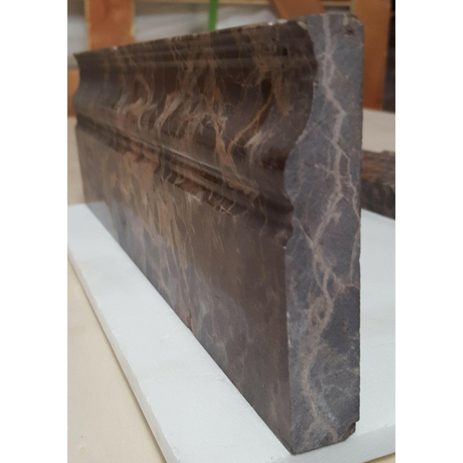 Emperador Dark Marble Polished 4" Baseboard Trim Molding Emperador Dark Marble Polished 4" Baseboard Trim Molding - American Tile Depot
