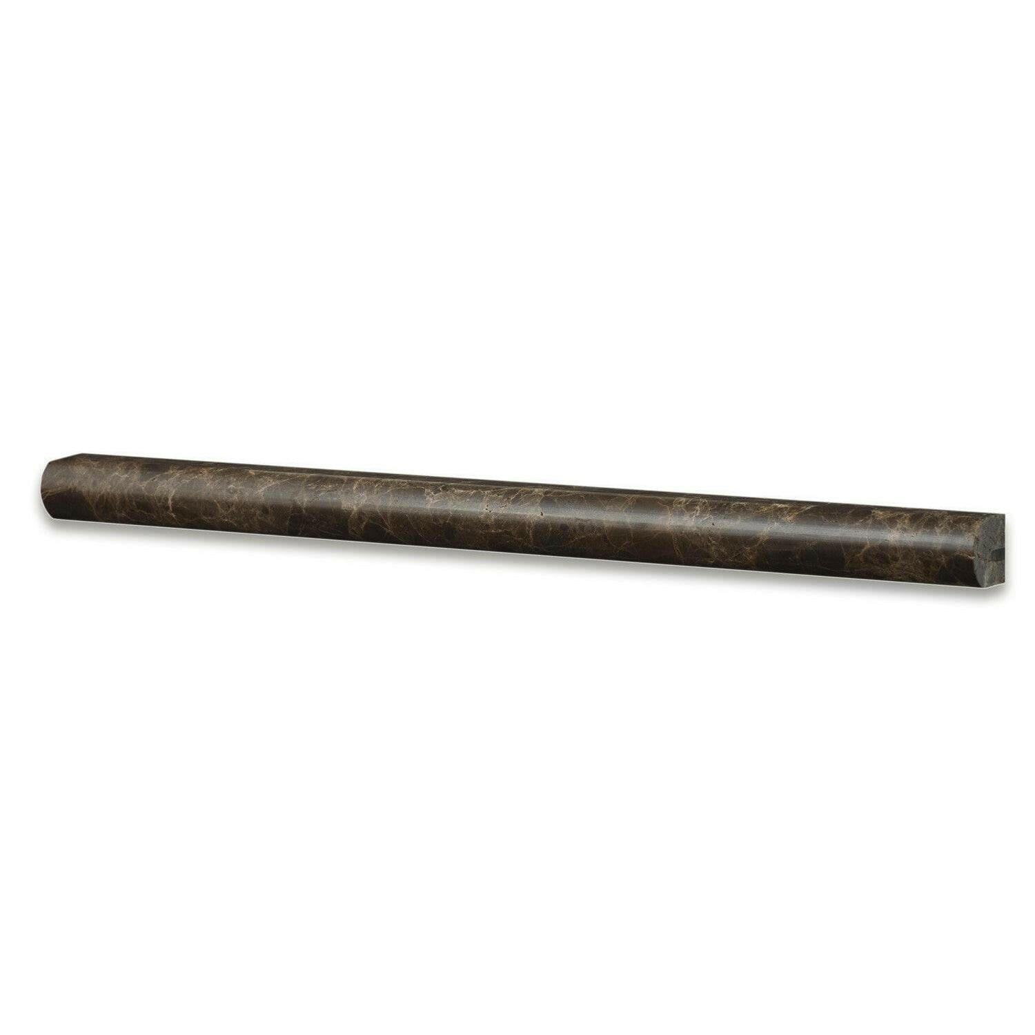 Emperador Dark Marble Polished 3/4x12 Bullnose Liner Emperador Dark Marble Polished 3/4x12 Bullnose Liner - American Tile Depot