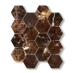 Emperador Dark Marble Polished 3" Hexagon Mosaic Tile - American Tile Depot