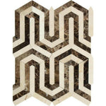 Emperador Dark Marble Polished Berlinetta Mosaic Tile w/ Crema Marfil Strips Emperador Dark Marble Polished Berlinetta Mosaic Tile w/ Crema Marfil Strips - American Tile Depot