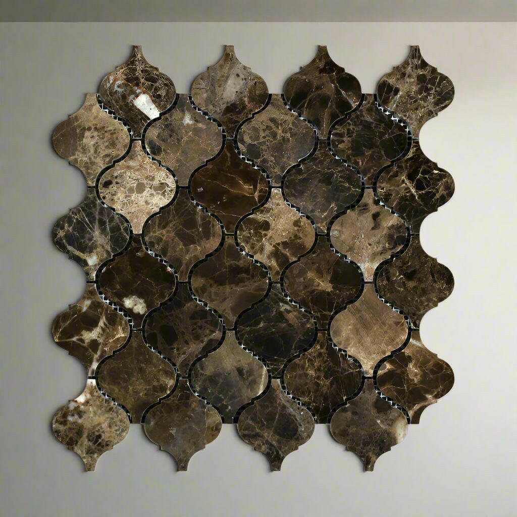 Emperador Dark Marble Polished Lantern Mosaic Tile Emperador Dark Marble Polished Lantern Mosaic Tile - American Tile Depot
