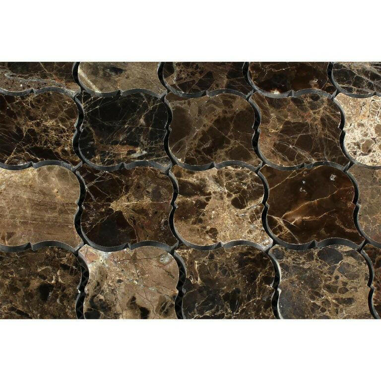 Emperador Dark Marble Polished Lantern Mosaic Tile Emperador Dark Marble Polished Lantern Mosaic Tile - American Tile Depot