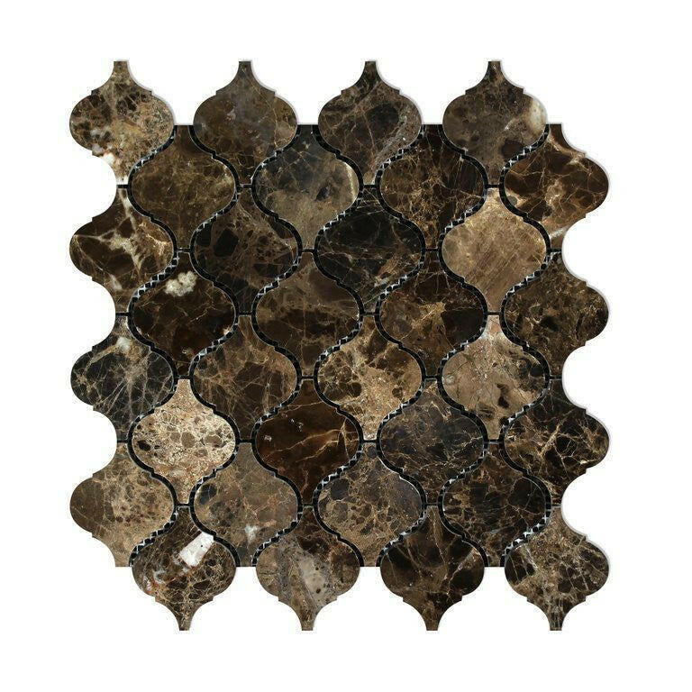 Emperador Dark Marble Polished Lantern Mosaic Tile Emperador Dark Marble Polished Lantern Mosaic Tile - American Tile Depot