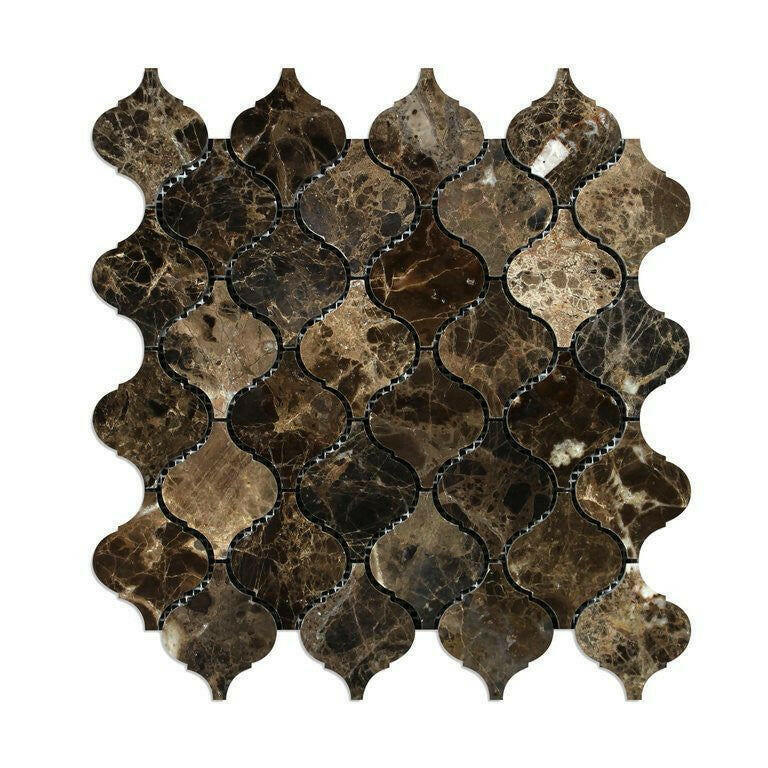Emperador Dark Marble Polished Lantern Mosaic Tile Emperador Dark Marble Polished Lantern Mosaic Tile - American Tile Depot