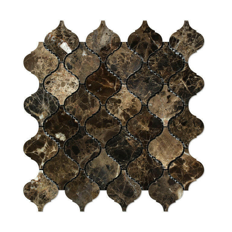 Emperador Dark Marble Polished Lantern Mosaic Tile Emperador Dark Marble Polished Lantern Mosaic Tile - American Tile Depot