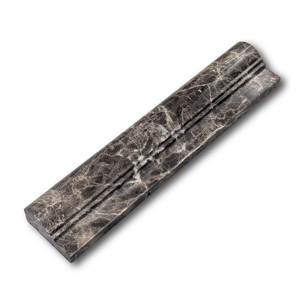 Emperador Dark Marble Polished OG-2 Chair Rail Molding Trim Emperador Dark Marble Polished OG-2 Chair Rail Molding Trim - American Tile Depot