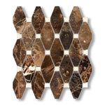 Emperador Dark Marble Polished Octave Pattern Mosaic Tile w/ Crema Marfil Dots - American Tile Depot