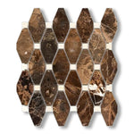 Emperador Dark Marble Polished Octave Pattern Mosaic Tile w/ Crema Marfil Dots - American Tile Depot