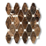 Emperador Dark Marble Polished Octave Pattern Mosaic Tile w/ Crema Marfil Dots - American Tile Depot