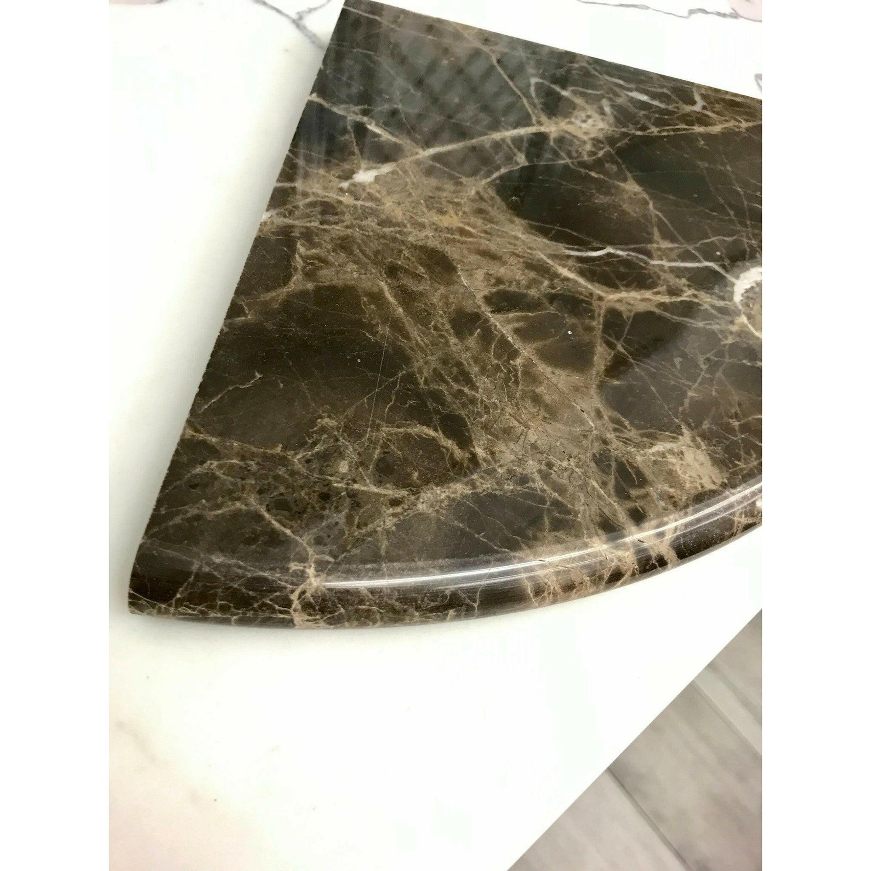 Emperador Dark Marble Shower Corner Shelf - Polished - American Tile Depot
