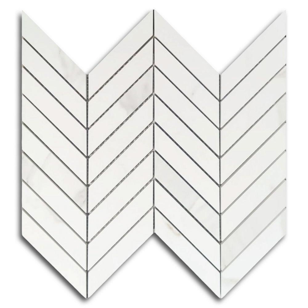 Famea Calacatta Soft Chevron Porcelain Mosaic Tile Famea Calacatta Soft Chevron Porcelain Mosaic Tile - American Tile Depot