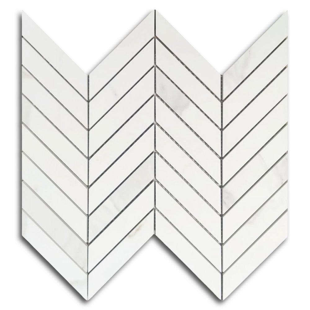 Famea Calacatta Soft Chevron Porcelain Mosaic Tile Famea Calacatta Soft Chevron Porcelain Mosaic Tile - American Tile Depot